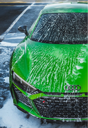 Green Audi R8 being washed with snowfoam